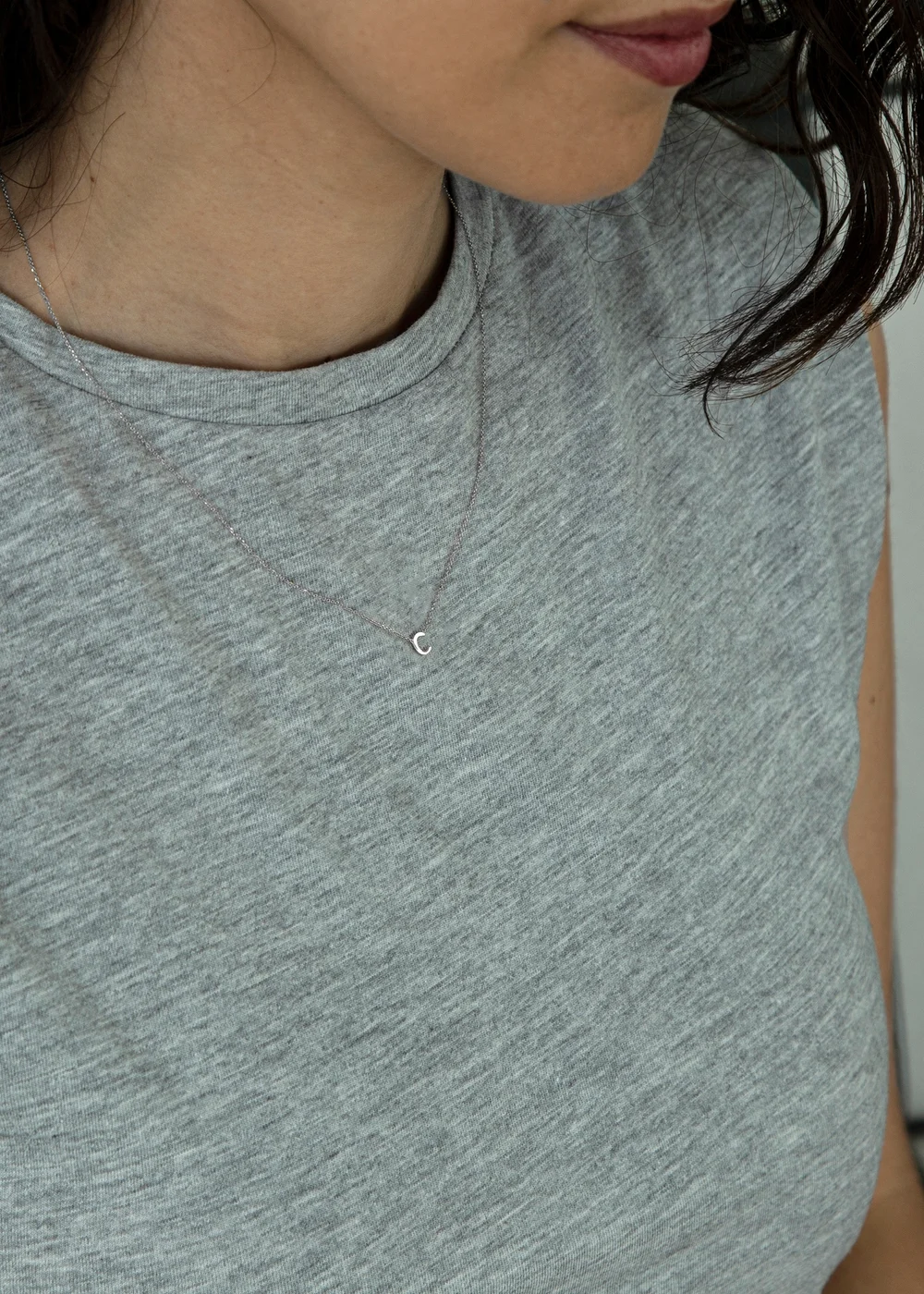Golden Moments Sterling Silver 'C' Initial Necklace - C Image 3
