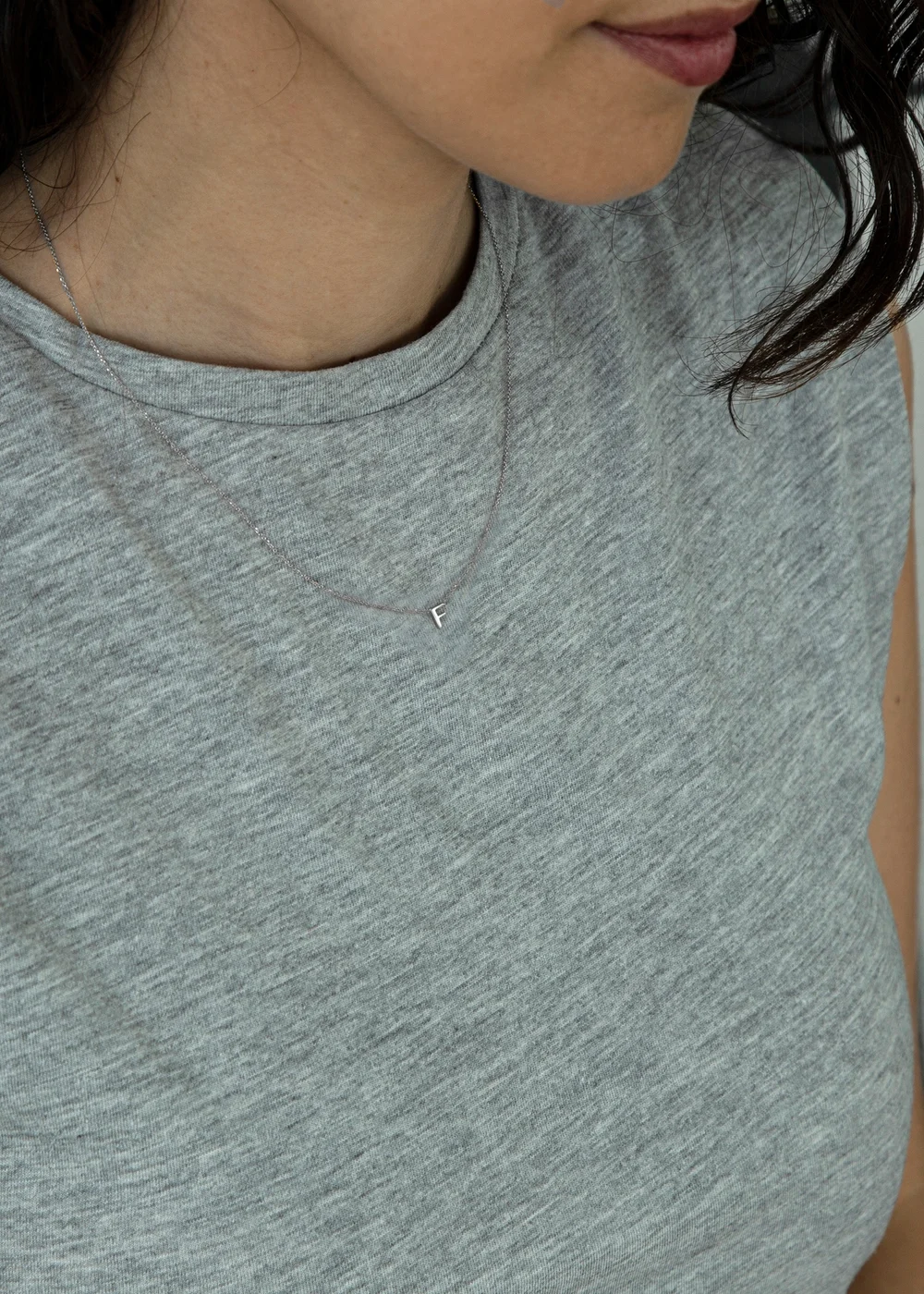 Golden Moments Sterling Silver 'F' Initial Necklace - F Image 3