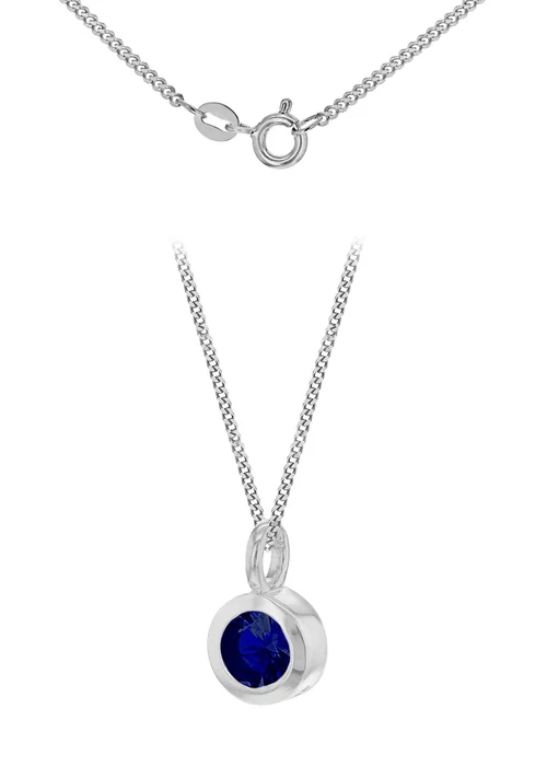 Golden Moments Sterling Silver CZ September Birthstone Necklace - One Size Image 1