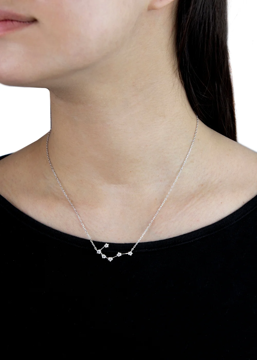 Golden Moments Sterling Silver Cancer Star Constellation Necklace - One Size Image 2