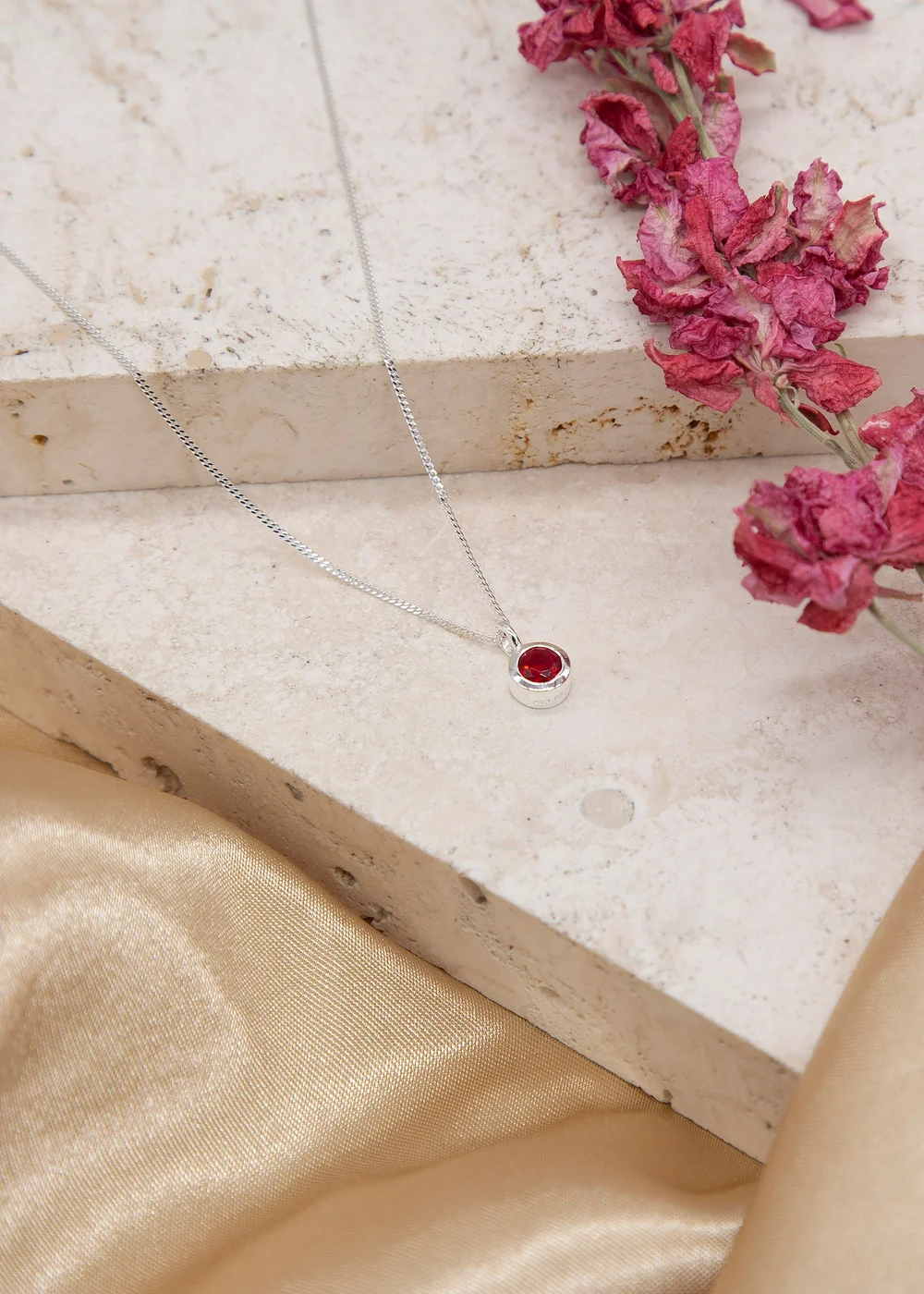 Golden Moments Sterling Silver CZ July Birthstone Necklace - One Size Image 2