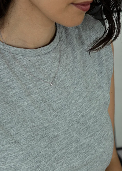 Golden Moments Sterling Silver 'R' Initial Necklace - R Image 3