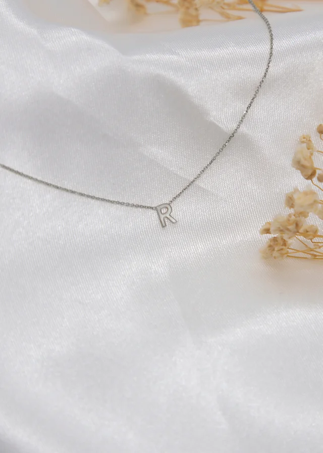 Golden Moments Sterling Silver 'R' Initial Necklace