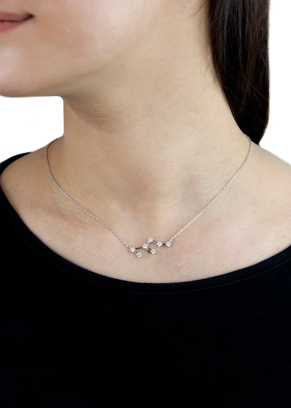 Golden Moments Sterling Silver Leo Star Constellation Necklace - One Size Image 2