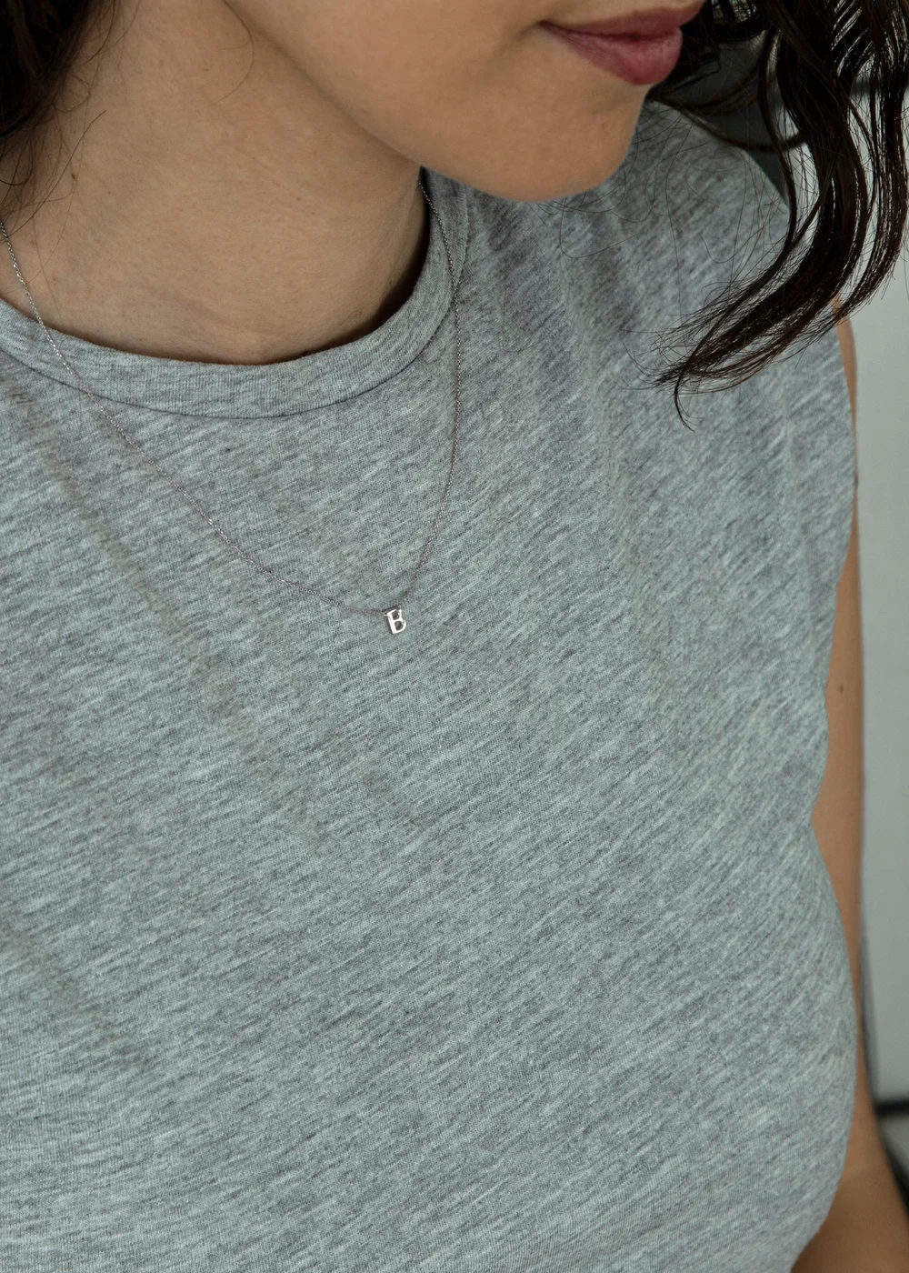Golden Moments Sterling Silver 'B' Initial Necklace - B Image 3