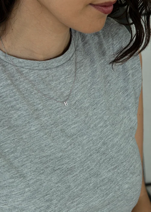 Golden Moments Sterling Silver 'B' Initial Necklace - B Image 3