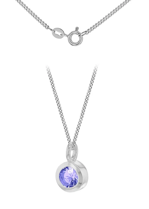 Golden Moments Sterling Silver CZ June Birthstone Necklace - One Size Image 1