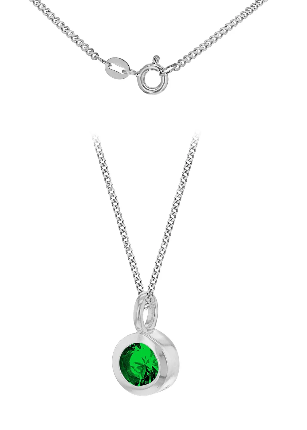 Golden Moments Sterling Silver CZ May Birthstone Necklace - One Size Image 1