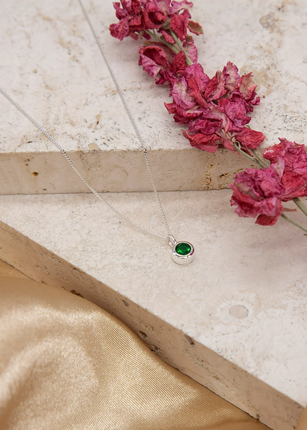Golden Moments Sterling Silver CZ May Birthstone Necklace - One Size Image 2