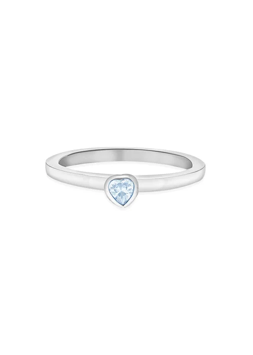 Golden Moments Sterling Silver Blue CZ Heart Ring - Small Image 2