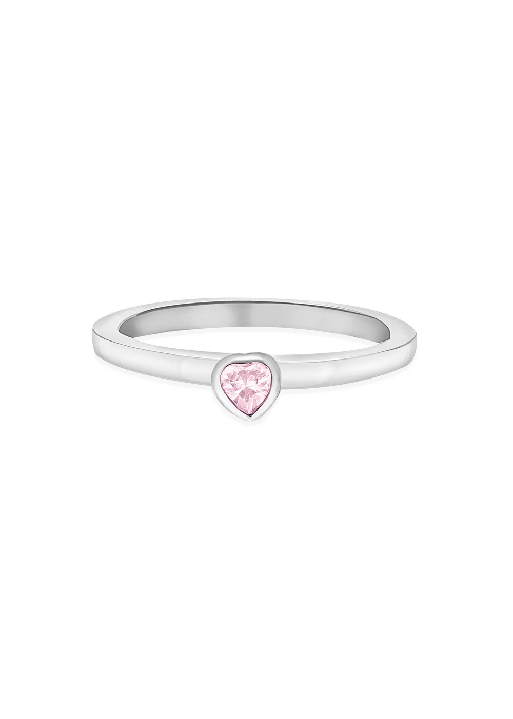 Golden Moments Sterling Silver Pink CZ Heart Ring - Small Image 2