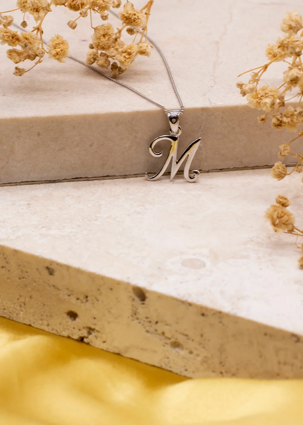 Golden Moments Sterling Silver Diamond 'M' Initial Necklace - M Image 2