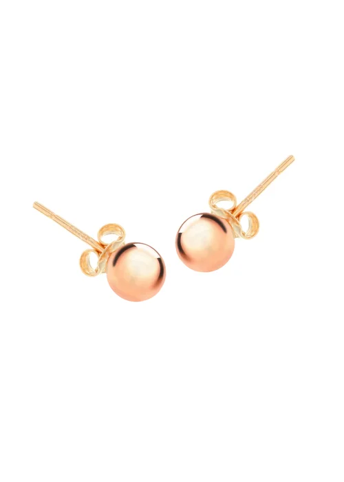 Golden Moments Sterling Silver Rose Gold Plated 6mm Ball Studs - One Size Image 2