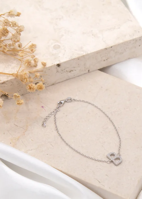 Golden Moments Sterling Silver CZ 'B' Initial Bracelet - B Image 2