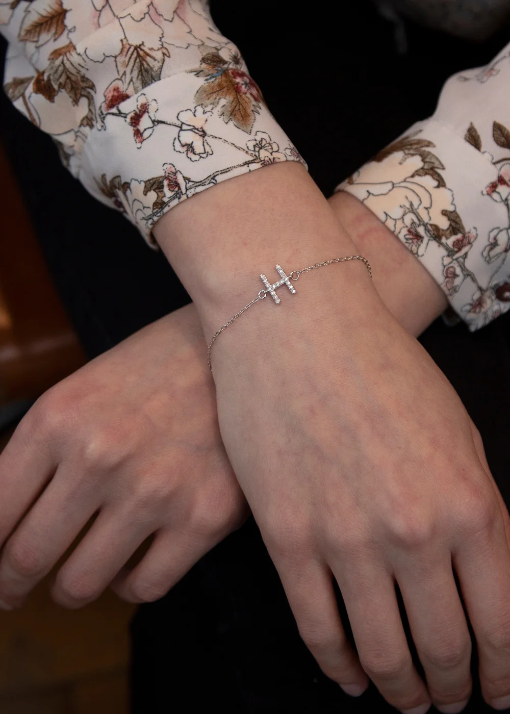 Golden Moments Sterling Silver CZ 'H' Initial Bracelet - H Image 3