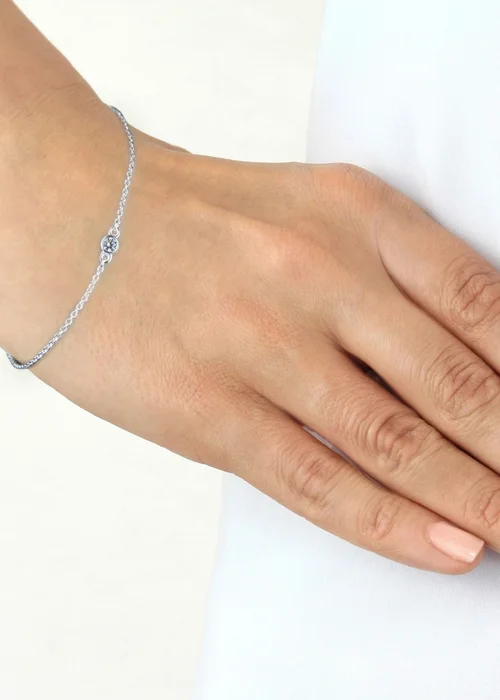 Golden Moments Sterling Silver CZ April Birthstone Bracelet - One Size Image 2