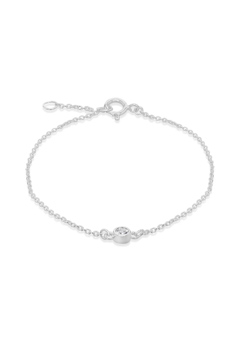 Golden Moments Sterling Silver CZ April Birthstone Bracelet - One Size Image 1