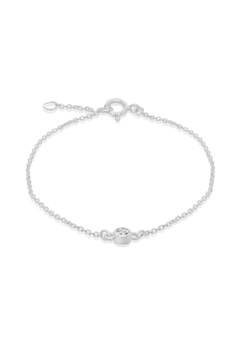 Golden Moments Sterling Silver CZ April Birthstone Bracelet - One Size Image 1