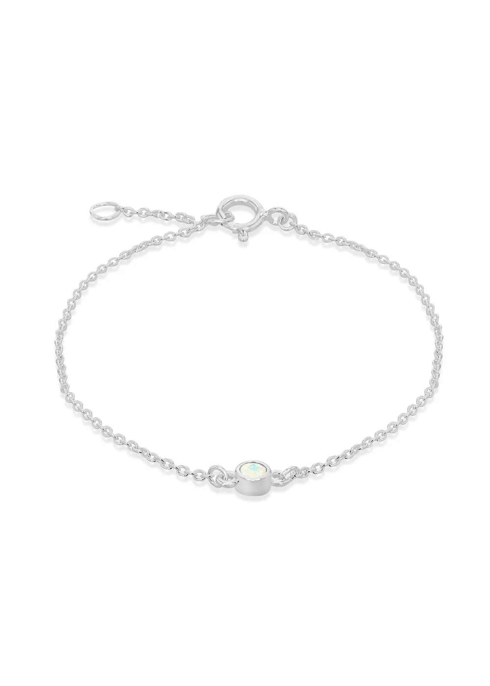 Golden Moments Sterling Silver CZ October Birthstone Bracelet - One Size Image 1