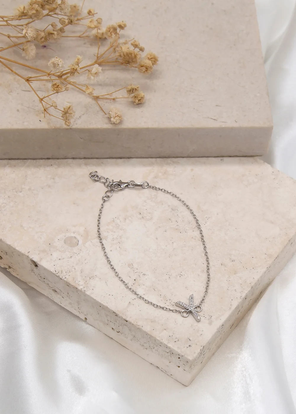 Golden Moments Sterling Silver CZ 'Y' Initial Bracelet - Y Image 2