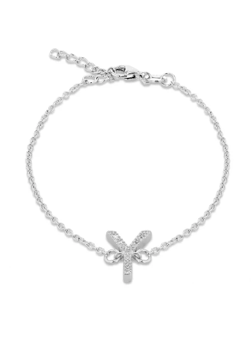 Golden Moments Sterling Silver CZ 'Y' Initial Bracelet - Y Image 1