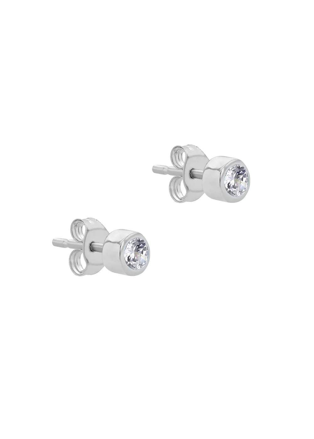 Golden Moments Sterling Silver CZ April Birthstone Stud Earrings - One Size Image 2