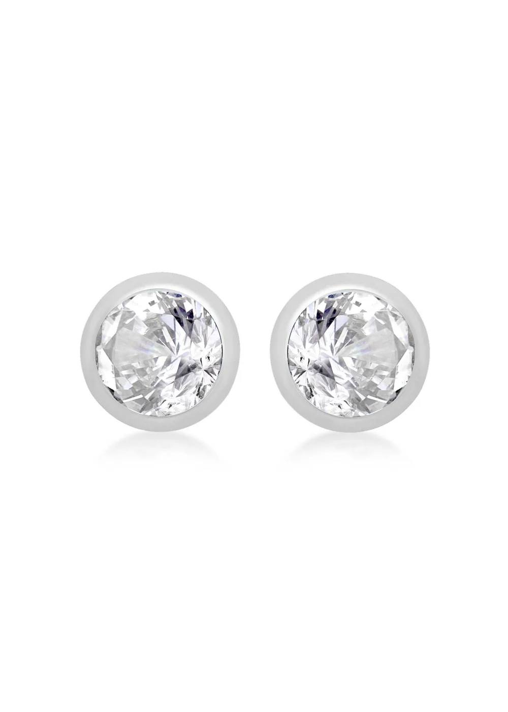 Golden Moments Sterling Silver CZ April Birthstone Stud Earrings - One Size Image 1