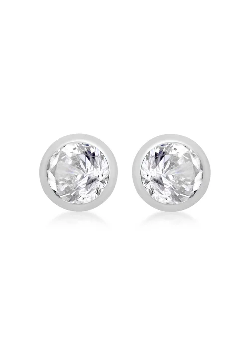 Golden Moments Sterling Silver CZ April Birthstone Stud Earrings - One Size Image 1