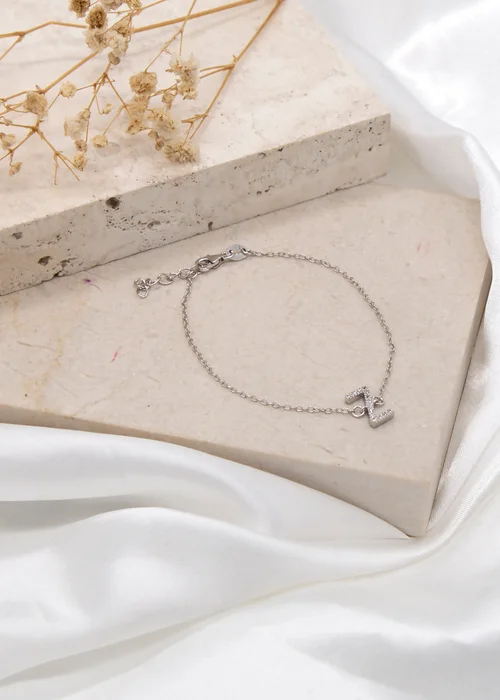 Golden Moments Sterling Silver CZ 'Z' Initial Bracelet - Z Image 2