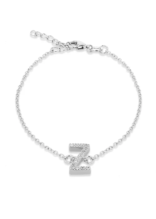Golden Moments Sterling Silver CZ 'Z' Initial Bracelet - Z Image 1