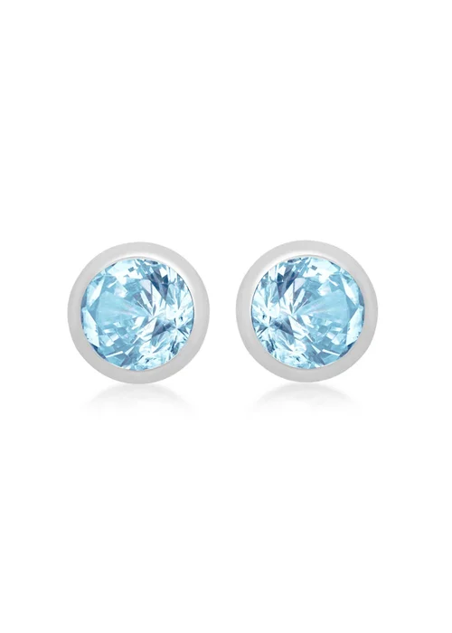 Golden Moments Sterling Silver CZ March Birthstone Stud Earrings - One Size Image 1