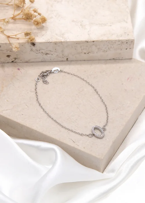 Golden Moments Sterling Silver CZ 'O' Initial Bracelet - O Image 2