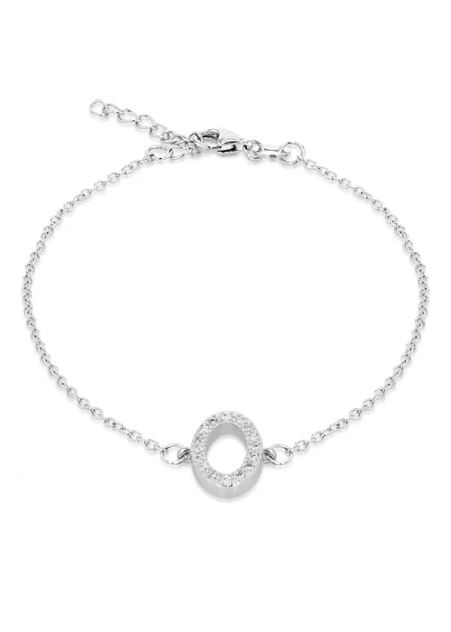 Golden Moments Sterling Silver CZ 'O' Initial Bracelet - O Image 1
