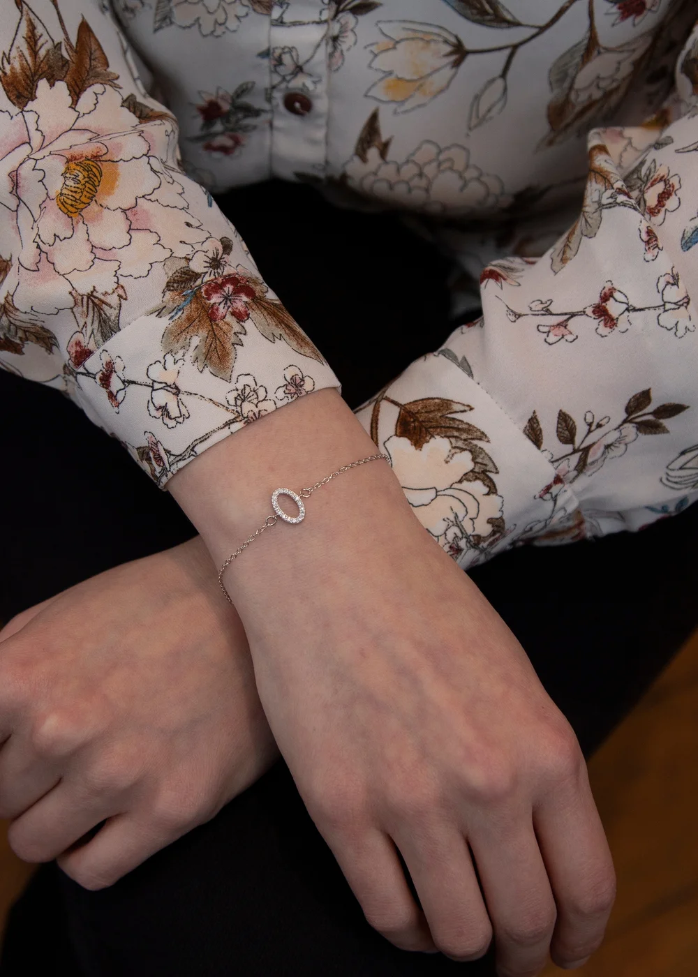 Golden Moments Sterling Silver CZ 'O' Initial Bracelet - O Image 3