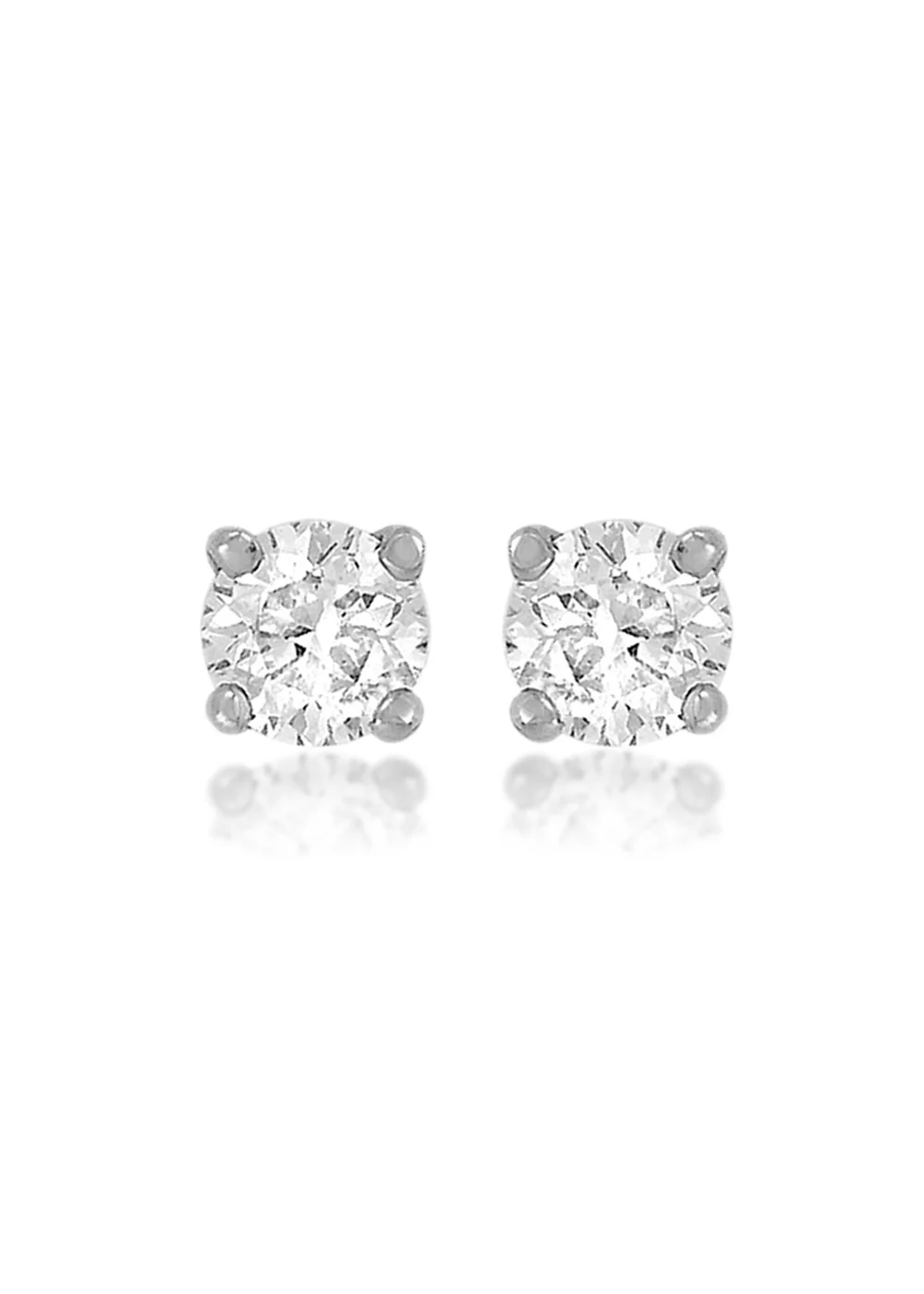 Golden Moments Sterling Silver White CZ Stud Earrings - One Size Image 1