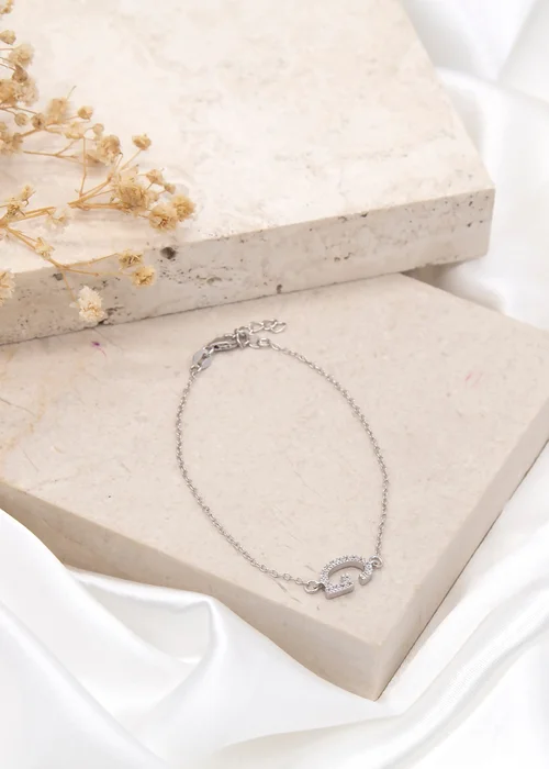 Golden Moments Sterling Silver CZ 'G' Initial Bracelet - G Image 2