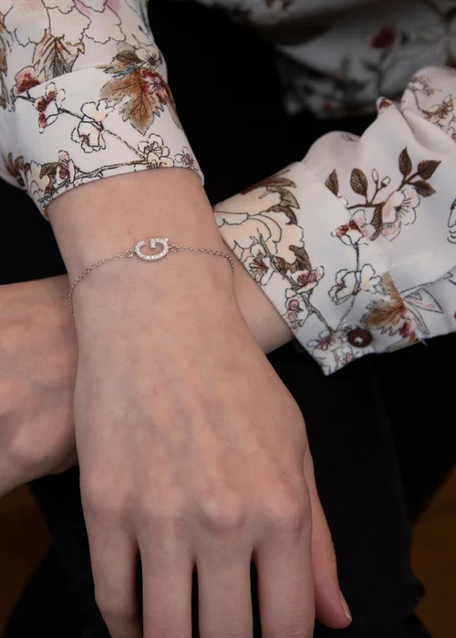 Golden Moments Sterling Silver CZ 'G' Initial Bracelet - G Image 3