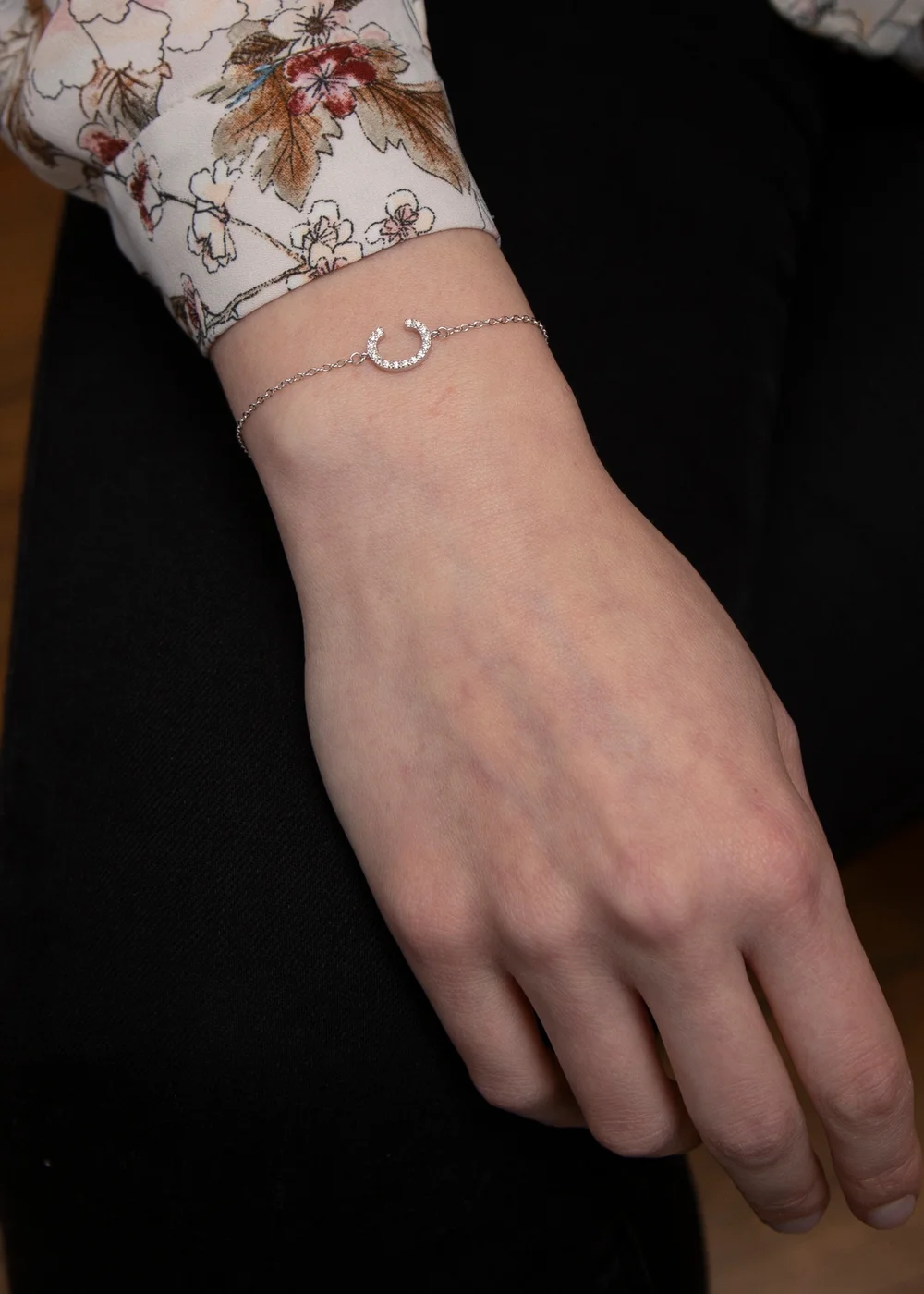 Golden Moments Sterling Silver CZ 'C' Initial Bracelet - C Image 3