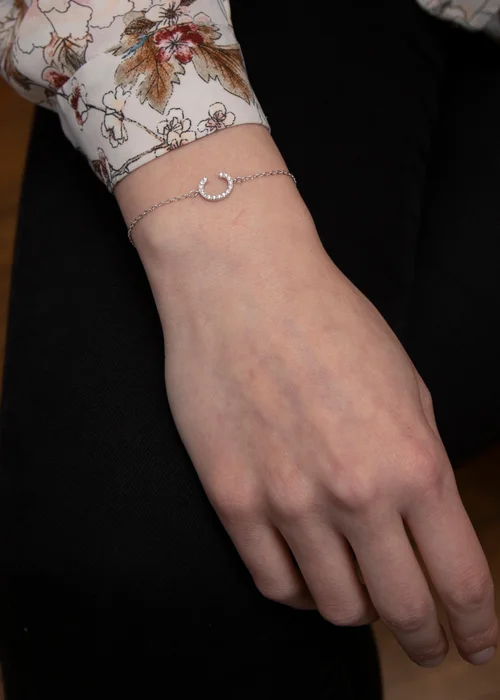 Golden Moments Sterling Silver CZ 'C' Initial Bracelet - C Image 3