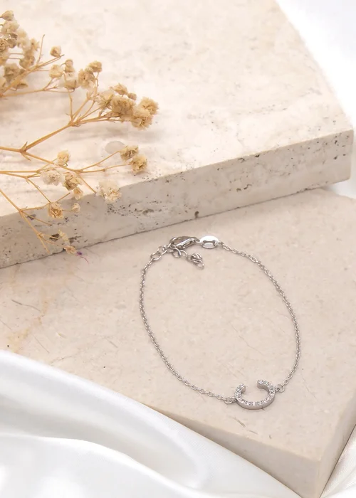 Golden Moments Sterling Silver CZ 'C' Initial Bracelet - C Image 2
