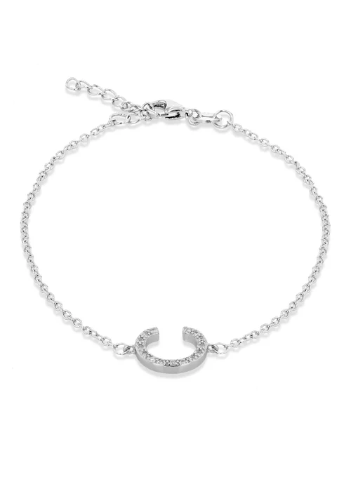 Golden Moments Sterling Silver CZ 'C' Initial Bracelet - C Image 1