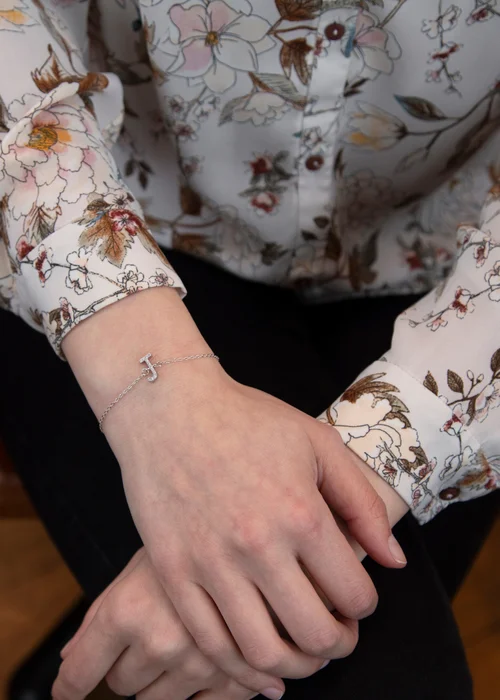 Golden Moments Sterling Silver CZ 'J' Initial Bracelet - J Image 3