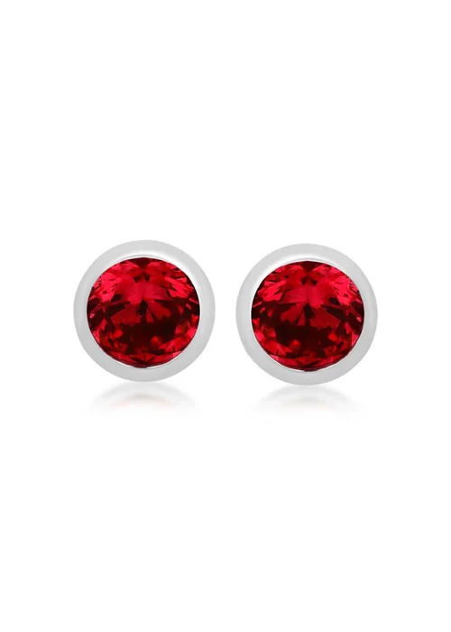 Golden Moments Sterling Silver CZ July Birthstone Stud Earrings - One Size Image 1