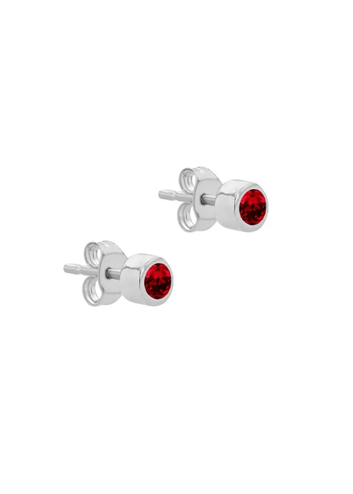 Golden Moments Sterling Silver CZ July Birthstone Stud Earrings - One Size Image 2