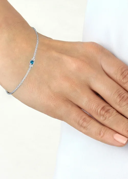Golden Moments Sterling Silver CZ December Birthstone Bracelet - One Size Image 2