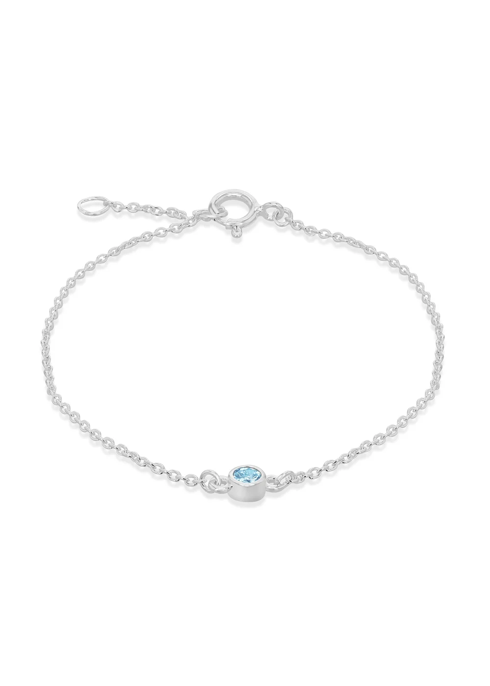 Golden Moments Sterling Silver CZ March Birthstone Bracelet - One Size Image 1