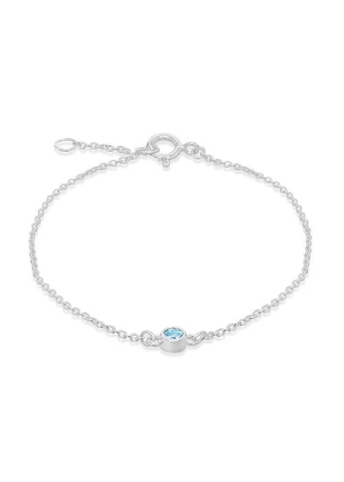 Golden Moments Sterling Silver CZ March Birthstone Bracelet - One Size Image 1