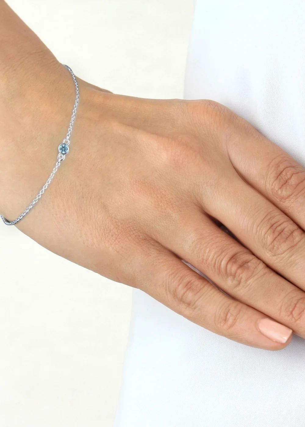 Golden Moments Sterling Silver CZ March Birthstone Bracelet - One Size Image 2