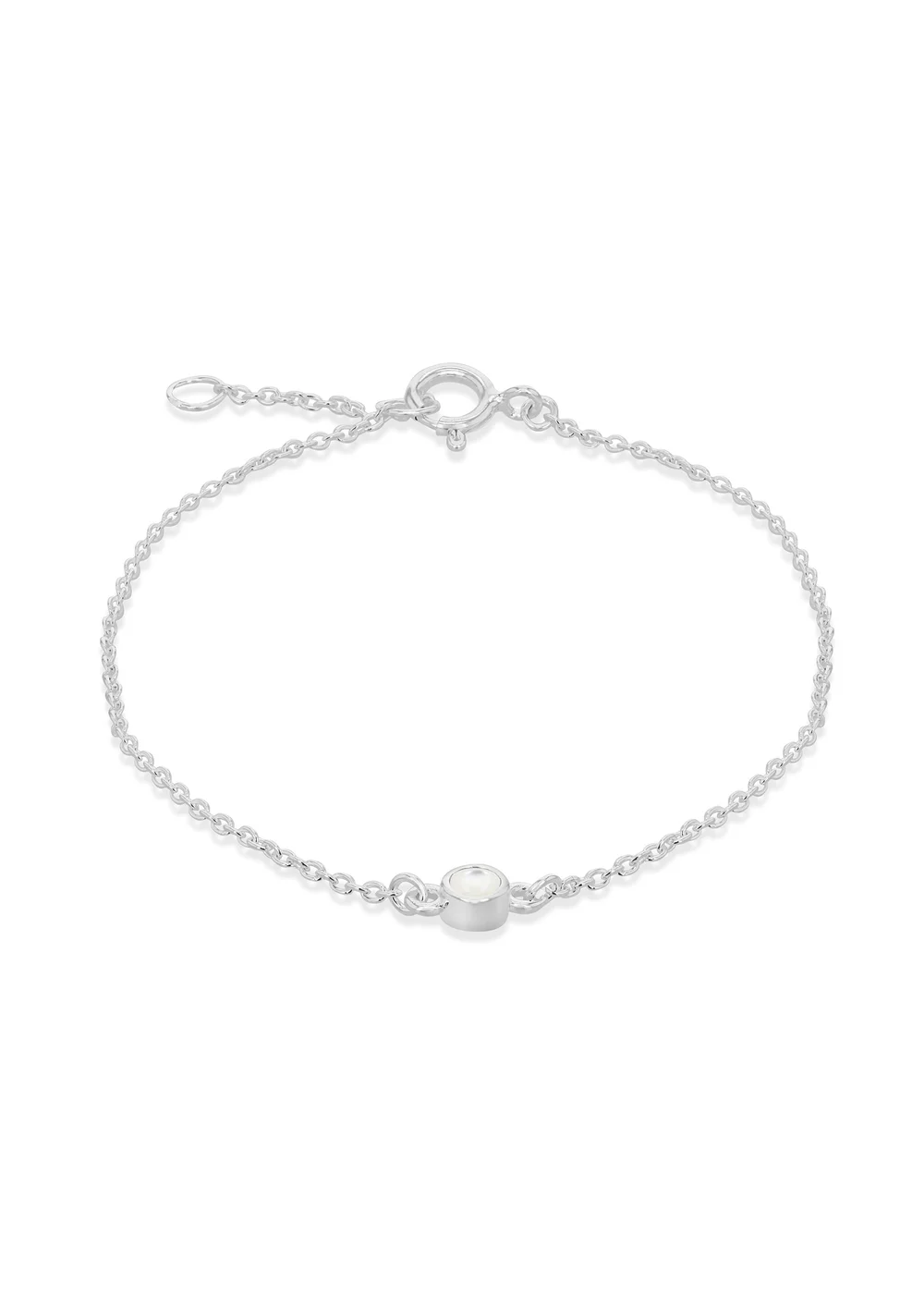 Golden Moments Sterling Silver CZ June Birthstone Bracelet - One Size Image 1