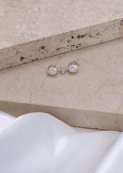 Golden Moments Sterling Silver Ball Stud Earrings (8mm) - One Size Image 2